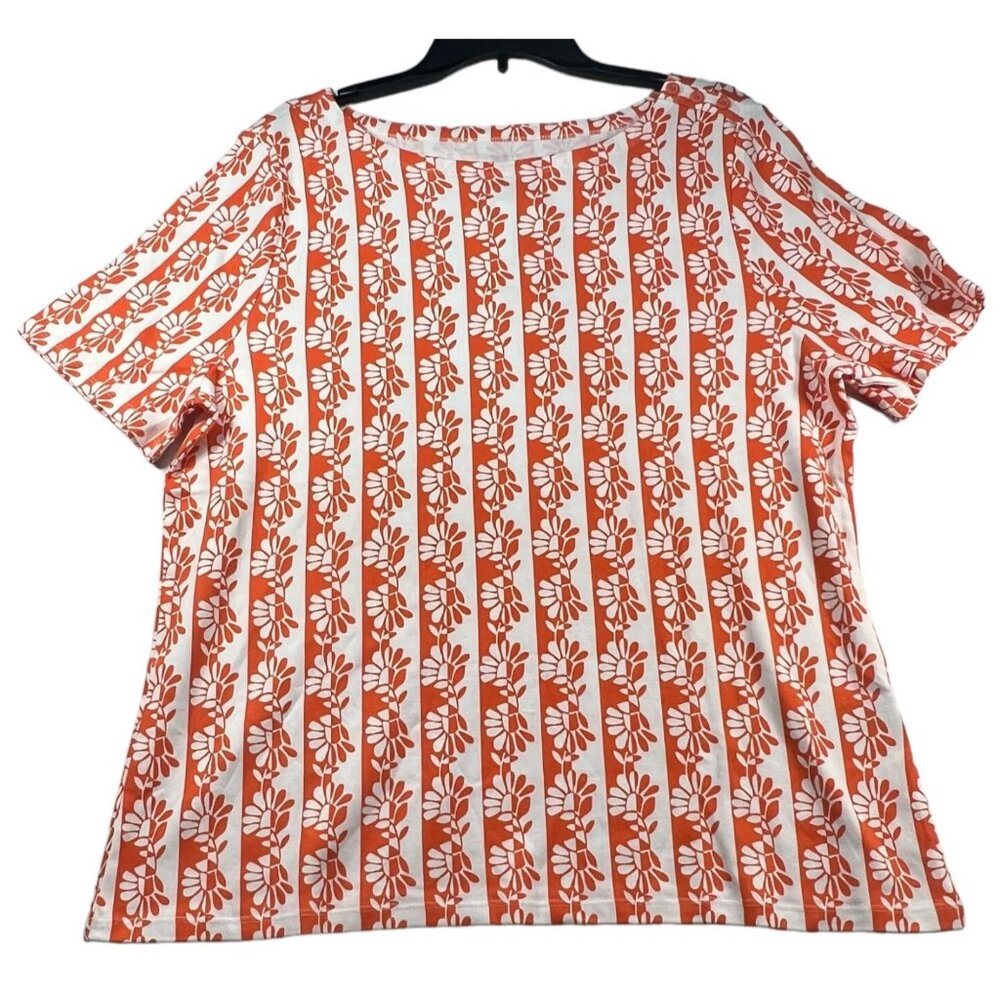 Charter Club Shirt Womens size XXL Orange Floral Supima Cotton Boat Neck New